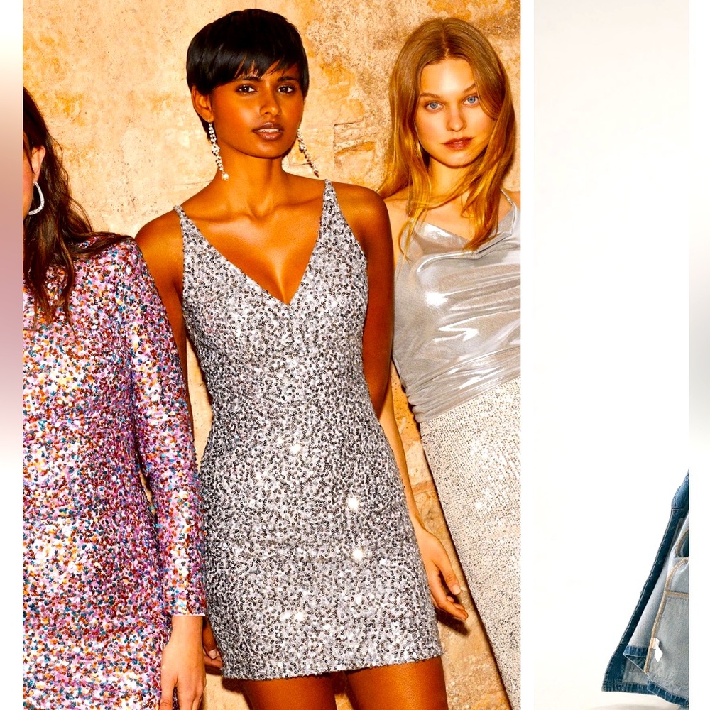 ANTHROPOLOGIE V-neck Sequin dress